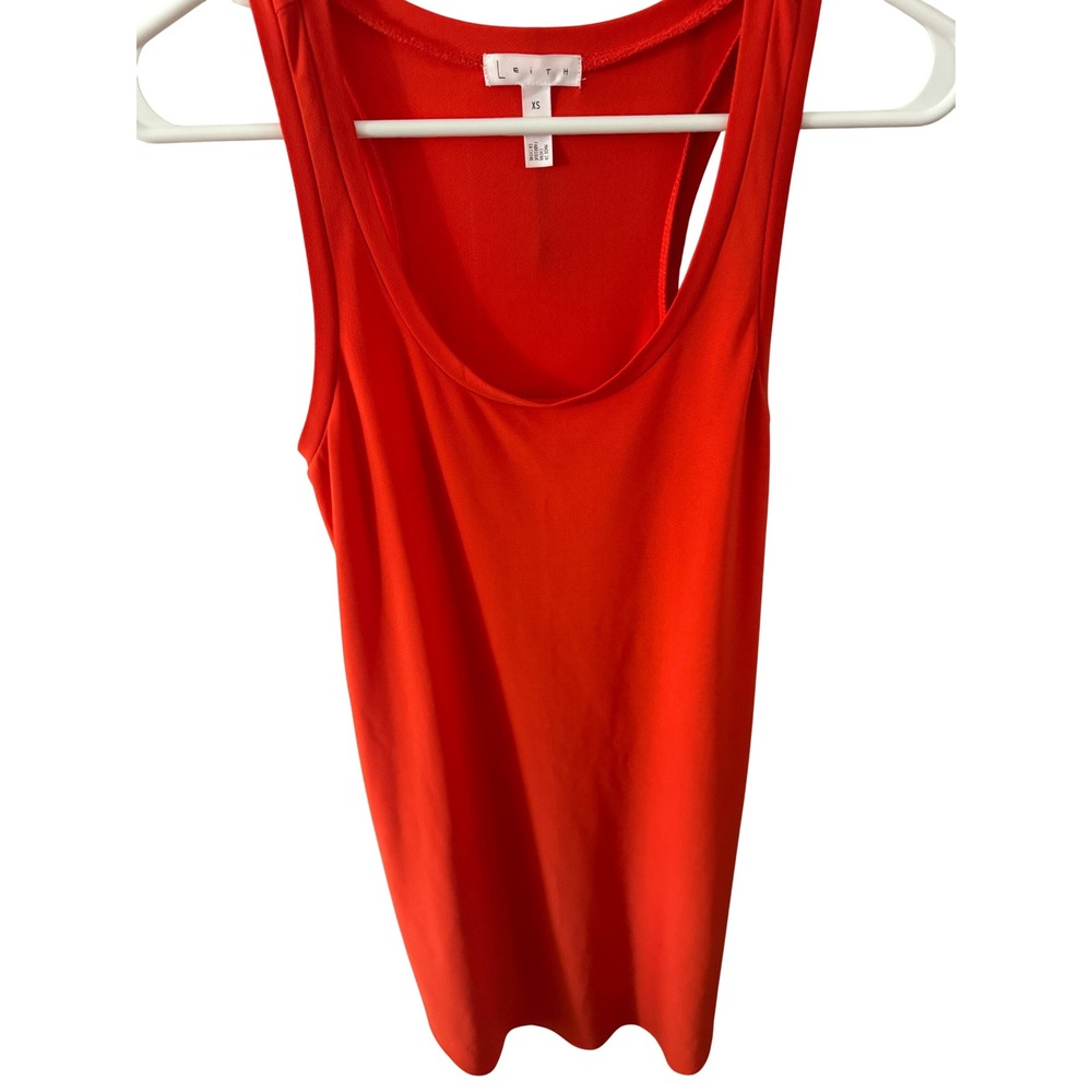Leith Womens Scoop Neck Tank Dress Orange Red Sleeveless Shift XS